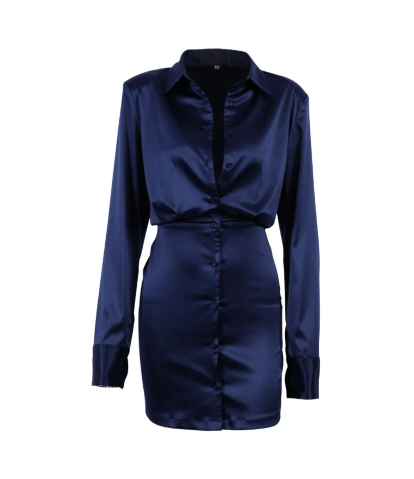 Solid Color Wholesale Shirt Dresses Long Sleeve Short Sexy Design SD201420 6 Solid Color Wholesale Shirt Dresses Long Sleeve Short Sexy Design SD201420 - Image 6