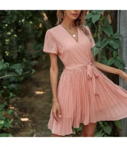 Fashion V Neck Polka Dot Dress Short Sleeve Slim A-Line Wholesale Dresses With Belt SDN560452 -Dress Sales Store 03b3a446 2d14 4eef 8dde 94737466c2d0 a127acbfbf7d308a27b5702992edfdb6