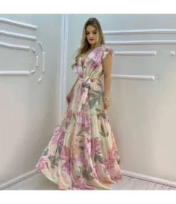 Printed Ruffled Frill Sleeve Deep-V Lace-Up Smocked Dress Vacation Wholesale Maxi Dresses SDN532985 -Dress Sales Store 03db567e a7e6 4993 847b 80511bc6dc48 067cf8d4463e7807c3126becffcc8577