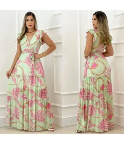 Printed Ruffled Frill Sleeve Deep-V Lace-Up Smocked Dress Vacation Wholesale Maxi Dresses SDN532985 -Dress Sales Store 04d96a78 718f 4290 a30b 85dfb60328ba 36fdbe2f62a269f861e1c7aec1d37b7c