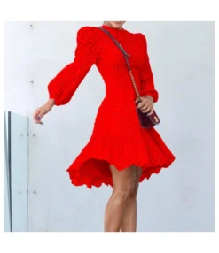 Long Sleeve Hollow Design Valentine'S Day Lace Wholesale Dresses SD202521