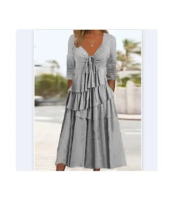 Casual Long Sleeve V Neck Tie Irregular Cake Dresses Wholesale Dresses N5923090100070 -Dress Sales Store 072275e0e7754dc4a966b07300a72628 8
