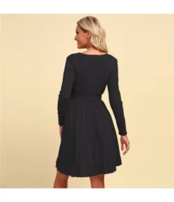 Women Plain Color Long Sleeve V Neck Tie Waist Wholesale Swing Dresses SDN580521 -Dress Sales Store 097b09a0 ae03 4f3f adbe ba02354d4267 ec87eef38fc46606a1349ab6e92cb1e3