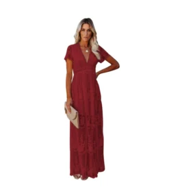 Low Cut Lace Solid Boho Dresses Wholesale For Valentine'S Day SD191398