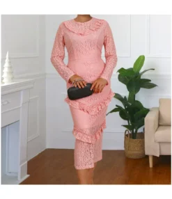 Wholesale Lace Fungus Trim Elegant Dress SD180532