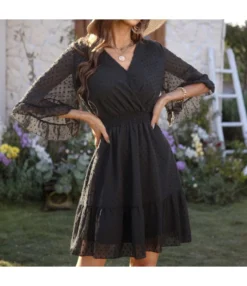 Fashion Elegant Solid Color Chiffon Flocking Ruffles Swing Dress Lotus Leaf Sleeve Wholesale Dresses SD204668 -Dress Sales Store 0c0e10e6 858f 4082 88ea e0c71bfe04ae effdbfe599f683af4f0226094f75f4f1
