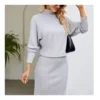 Solid Color Turtleneck Knitted Sweater Dress Wholesale Womens Clothing N3823110200043