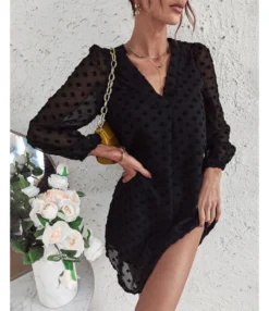 Sexy V Neck Flocking Mini Dress Solid Color Loose Long Sleeve Wholesale Dresses SDN560852 -Dress Sales Store 101815d3 b76f 4dc1 a0ea 70b23ae84533 8db02287343152c3bfb12c5a5ecf5a5e