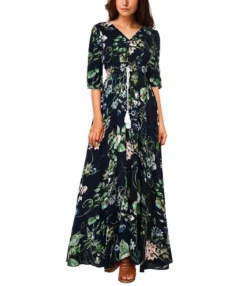 Printed Retro V-Neck Wide Hem Slit Design Wholesale Maxi Dresses Vacation Dress Trendy SD204093 -Dress Sales Store 132294ed a139 402a 8105 3107e03a76b7 0EC2DFD3C699FE6F787ACBF032374005