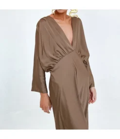 Pleated Long-Sleeved Loose-Fitting V-Neck Maxi Dress Wholesale Dresses SDV463837 -Dress Sales Store 13624d9e 9c8b 4eb7 b117 885b182084ce 86c36814c62cd145ef9c113b9eb7b9d8