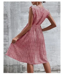 Casual Print Sleeveless Dress Floral Pleated Tie-Up A-Line Wholesale Dresses SDN561296 -Dress Sales Store 14 12 1