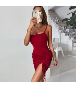 Sexy Suspender Mini Dress Solid Color Pleated Drawstring Bodycon Wholesale Dresses SDN560309 -Dress Sales Store 155416e8 1818 4057 aaa0 639b464b443c fefd70f85a28ee11f3d956f58f32b9b8