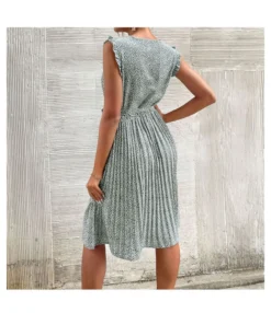 Casual Print Sleeveless Dress Floral Pleated Tie-Up A-Line Wholesale Dresses SDN561296 -Dress Sales Store 15 22 3