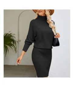 Solid Color Turtleneck Knitted Sweater Dress Wholesale Womens Clothing N3823110200043 -Dress Sales Store 16eaae609653414f9c23b0b30121575a 4