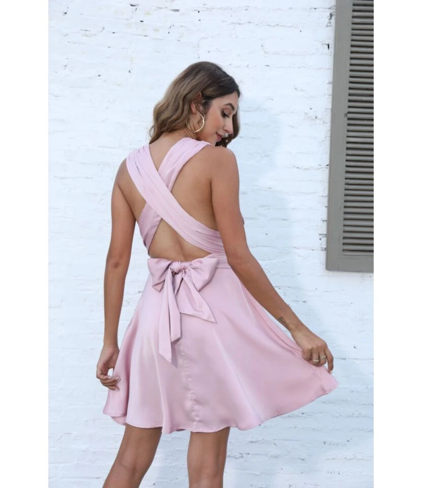 Sexy V-Neck Lace-Up Sleeveless Dress Loose Solid Color Backless Wholesale Dresses SDN560670 5 Sexy V-Neck Lace-Up Sleeveless Dress Loose Solid Color Backless Wholesale Dresses SDN560670 - Image 5