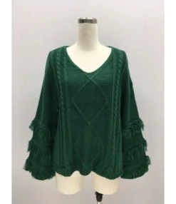 Tassel Trimmed Ruffle-sleeve Knit T-shirt -Dress Sales Store 200508289 19