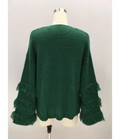 Tassel Trimmed Ruffle-sleeve Knit T-shirt -Dress Sales Store 200508289 21