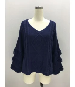 Tassel Trimmed Ruffle-sleeve Knit T-shirt -Dress Sales Store 200508289 23