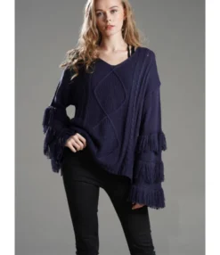 Tassel Trimmed Ruffle-sleeve Knit T-shirt -Dress Sales Store 200508289 6