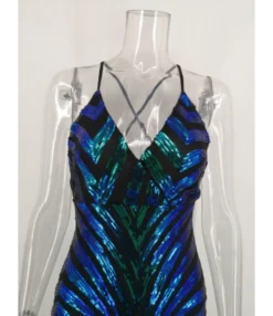 Back Crisscross Sexy Stripe Bodycon Dress -Dress Sales Store 200522790 10