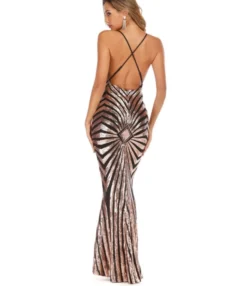 Back Crisscross Sexy Stripe Bodycon Dress -Dress Sales Store 200522790 6
