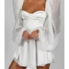 Sheer Lantern Sleeve Sexy White Dress