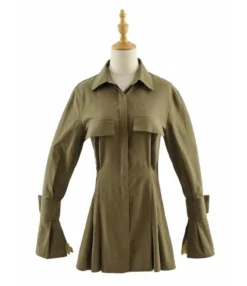 Solid Color Turn Down Collar Cargo Style Shirt Dress -Dress Sales Store 200717206 6