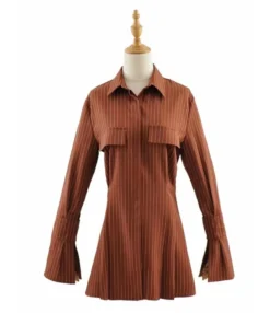 Solid Color Turn Down Collar Cargo Style Shirt Dress -Dress Sales Store 200717206 7