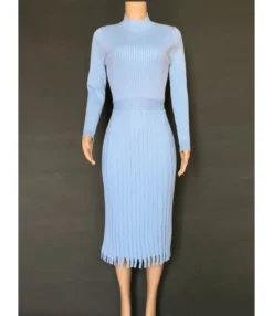 Solid Color Fringe Trim Textured Pleated Dress -Dress Sales Store 200902521 14 1