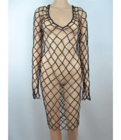 Hollow Out Beach Pearl Decor Cover-up -Dress Sales Store 200904651 3 1