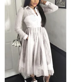 Polka Dot Sheered Mesh Maxi Dress -Dress Sales Store 201007321 2