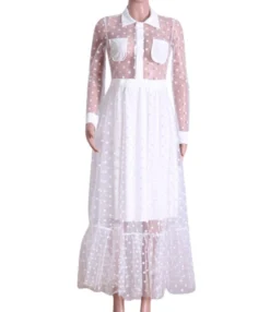 Polka Dot Sheered Mesh Maxi Dress -Dress Sales Store 201007321 6 1