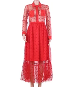 Polka Dot Sheered Mesh Maxi Dress -Dress Sales Store 201007321 7 1