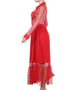 Polka Dot Sheered Mesh Maxi Dress -Dress Sales Store 201007321 8
