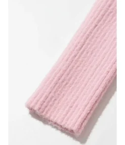 Mock Neck Plain Ribbed Knitting Dress With Sleeves -Dress Sales Store 201124680 5