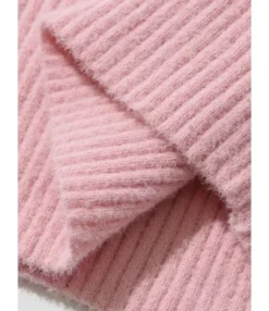 Mock Neck Plain Ribbed Knitting Dress With Sleeves -Dress Sales Store 201124680 7