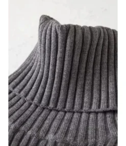 Turtle Collar Plain Ribbed Knitted Smock Top -Dress Sales Store 201124758 5