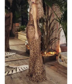 Stacked Front Leopard Print Backless Cami Dress -Dress Sales Store 201231309 2