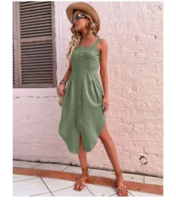 Fashion Sling Irregular Dress Solid Color Slim Wholesale Dresses SDN561349 -Dress Sales Store 20220721115210711