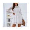 Casual Lace Trim A-Line Dress Puff Sleeves High Waist Wholesale Dresses SDN561461