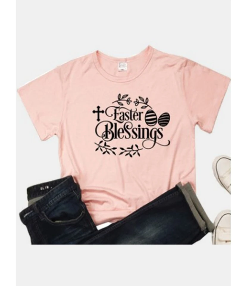 Easter Blessings Pattern Round Neck Tee 1 Easter Blessings Pattern Round Neck Tee