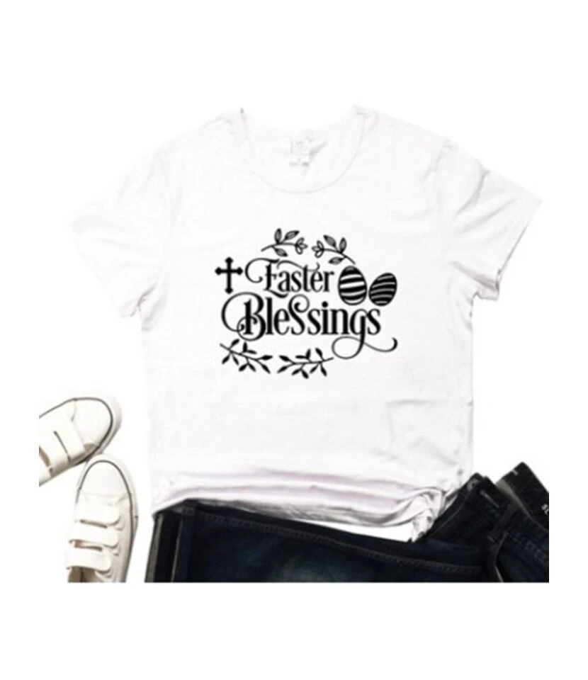 Easter Blessings Pattern Round Neck Tee 3 Easter Blessings Pattern Round Neck Tee - Image 3