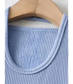 Fake Two Pieces Buckle Front Rib-knir Halter Top 12 Fake Two Pieces Buckle Front Rib-knir Halter Top -Dress Sales Store 210119941 3