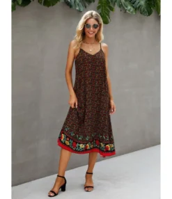 V Collar Flower Print Cami Dress -Dress Sales Store 210205394 2