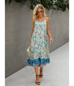 V Collar Flower Print Cami Dress -Dress Sales Store 210205394 3