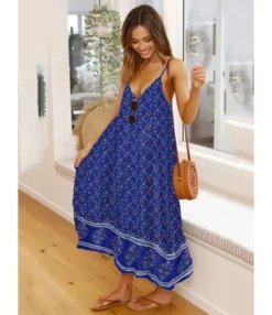 V Collar Flower Print Cami Dress -Dress Sales Store 210205394 4