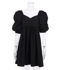Puff Sleeve V-neck Flare Dress -Dress Sales Store 210312740 11