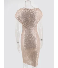 Deep V-neck Partywear Bodycon Sequins Dress -Dress Sales Store 210330457 2