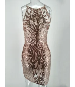 Sequin Detail Print Sling Bodycon Dress 210519047 -Dress Sales Store 210519047 3