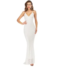 Sleeveless Contrast Cross Back Sequin Evening Maxi Dress -Dress Sales Store 210519067 5 1